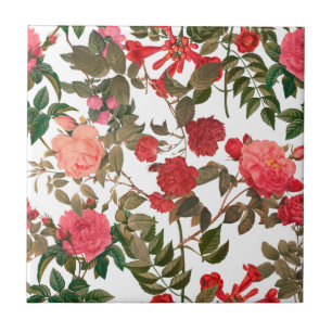 Floral Country Rose Garden Ceramic Tile