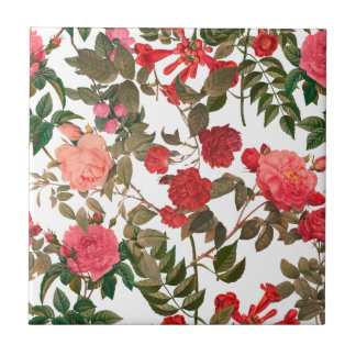 Floral Country Rose Garden Ceramic Tile