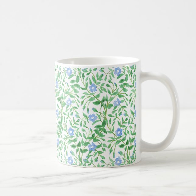 Floral Country-style Blue White Periwinkle Pattern Coffee Mug (Right)