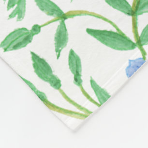 Floral Country-style Blue White Periwinkle Pattern Fleece Blanket