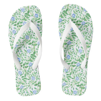 Floral Country-style Blue White Periwinkle Pattern Flip Flops