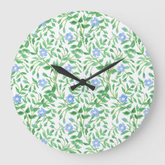 Floral Country-style Blue White Periwinkle Pattern Large Clock