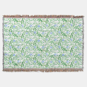 Floral Country-style Blue White Periwinkle Pattern Throw Blanket