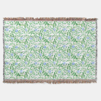 Floral Country-style Blue White Periwinkle Pattern Throw Blanket