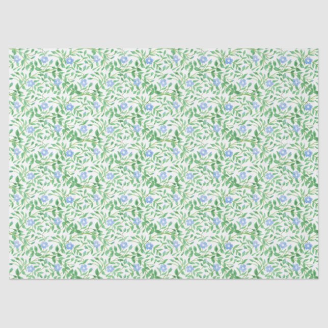 Floral Country-style Blue White Periwinkle Pattern Tissue Paper (Front)