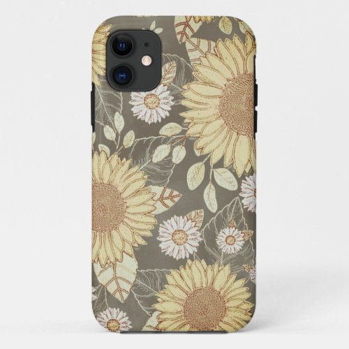 Floral Country Sunflower Garden Yellow Brown iPhone 11 Case