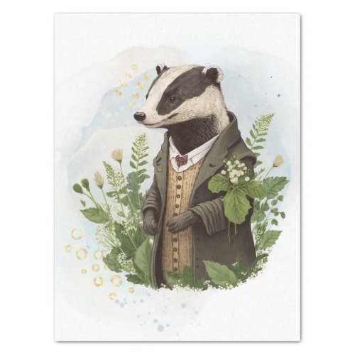 Floral Countryside Badger Character Tissue Paper