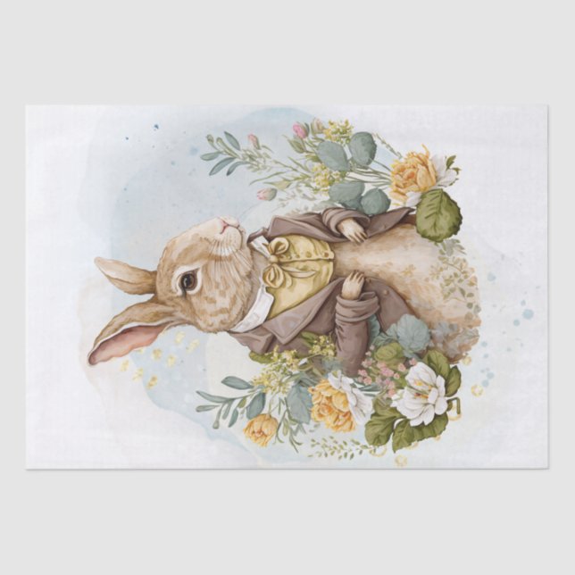 Floral Countryside Rabbit Character Tissue Paper (Front)