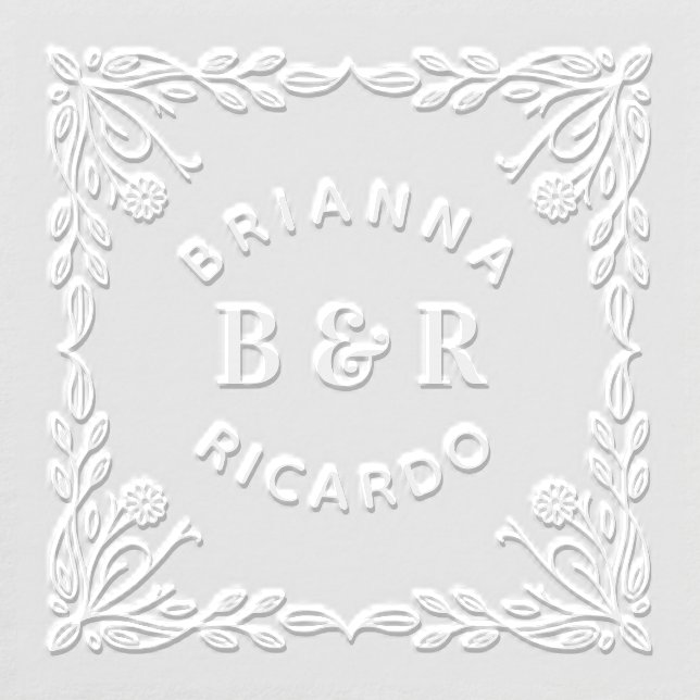Floral Couple Initials Wedding Embosser Gift (Design)