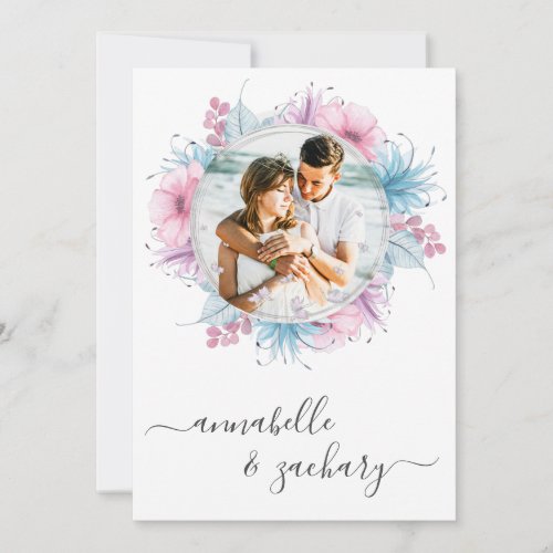  Floral Couple PHOTO RSVP  QR  AR6 Wedding Inv Invitation