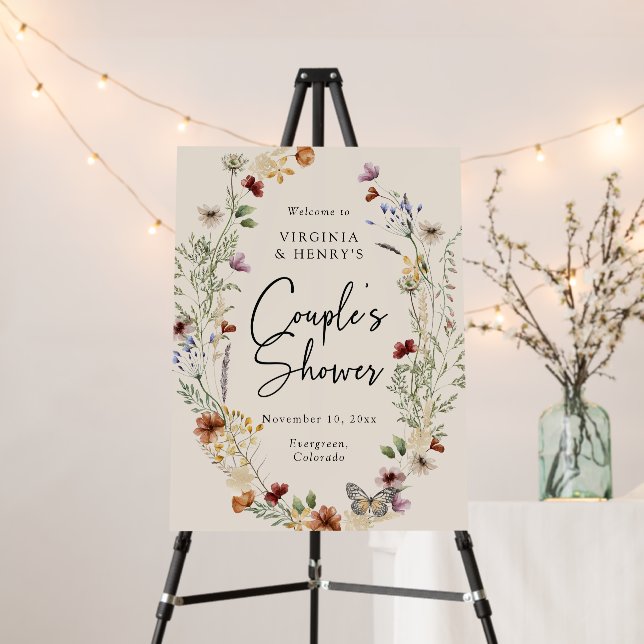 Floral Couple Shower Sign (In Situ (Stand))
