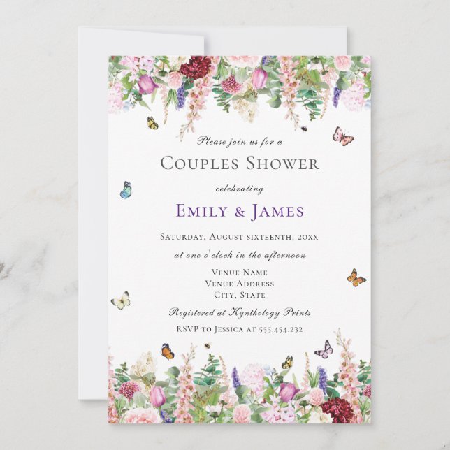 Floral Couples Shower Invitation (Front)