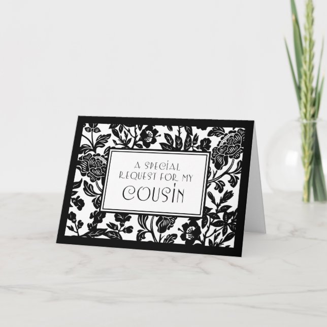 Floral Cousin Maid of Honor Invitation Card (Front)
