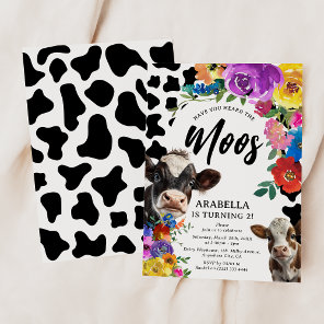 Floral Cow 'Have You Heard the MOOS' Birthday Invitation