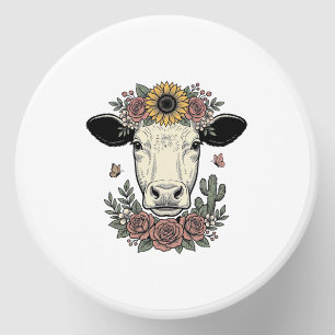 Floral Cow Head Vintage Engraving Design_1 Mini Candle Favors