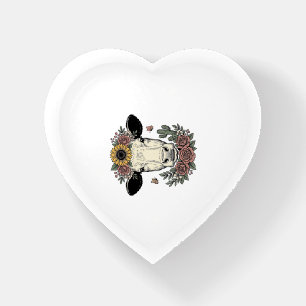 Floral Cow Head Vintage Engraving Design_1 Paperweight