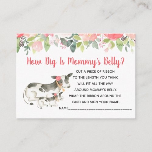 Floral Cow How Big Is Mommys Belly Girl Shower Enclosure Card