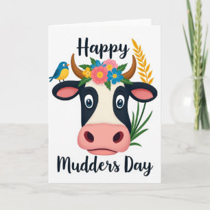 Floral Cow Mothers Day Card