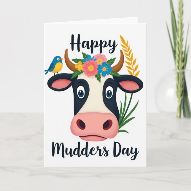Floral Cow Mothers Day Card (Front)