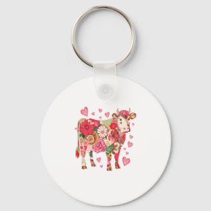 Floral Cow Png, Cute Cow Design Png Keychain