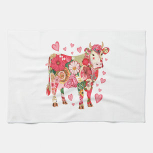 Floral Cow Png, Cute Cow Design Png Kitchen Towel
