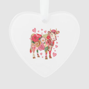 Floral Cow Png, Cute Cow Design Png Ornament