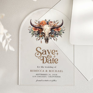Floral Cow Skull Western Wedding Save the Date