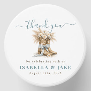 Floral Cowboy Boots Blue Coquette Bow Thank You Mini Candle Favors