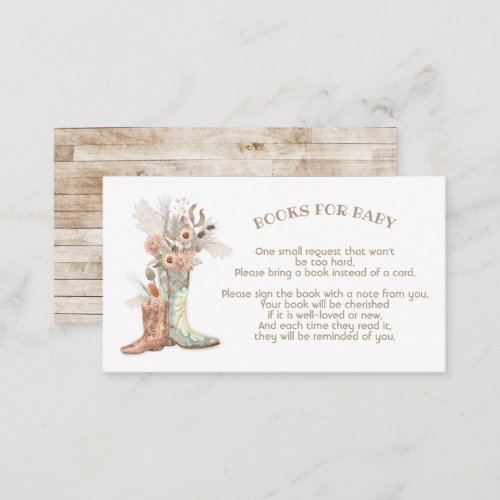 Floral Cowboy Boots Books for baby Enclosure Card