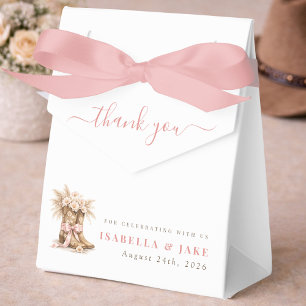 Floral Cowboy Boots & Bow Baby Shower Thank You Favor Boxes