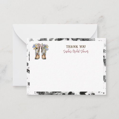 Floral Cowboy Boots Bridal Shower Thank You Note Card
