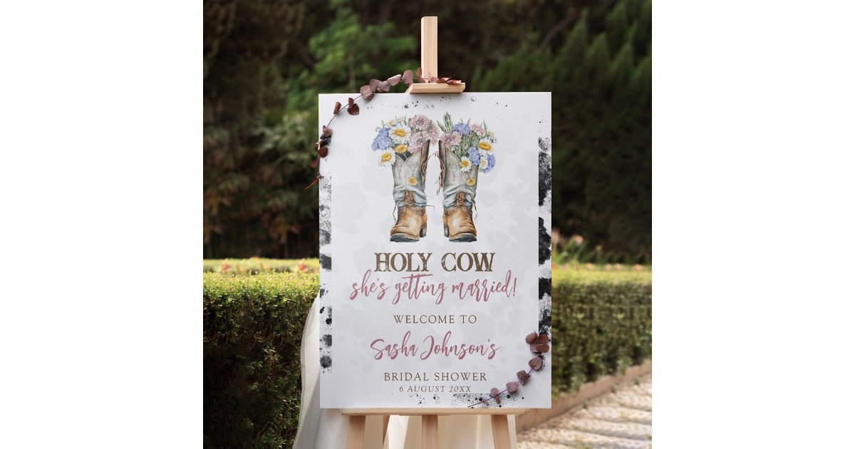 Floral Cowboy Boots Bridal Shower Welcome Sign | Zazzle