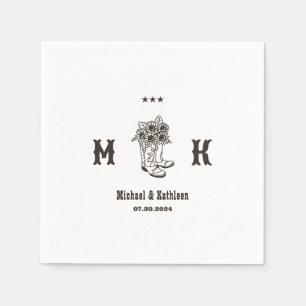 Floral Cowboy Boots Western Country Rustic Wedding Napkins