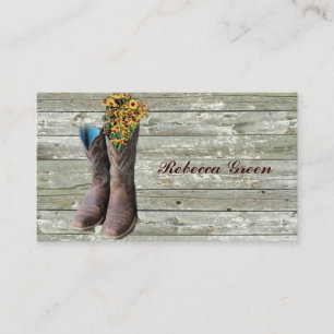 floral cowboy boots western country wedding business card