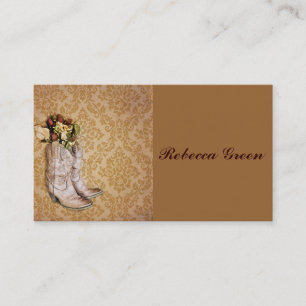 floral cowboy boots western country wedding business card