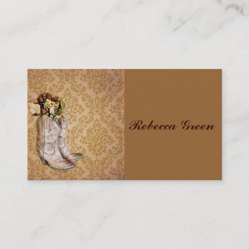 Customizable floral cowboy boots western country wedding business card