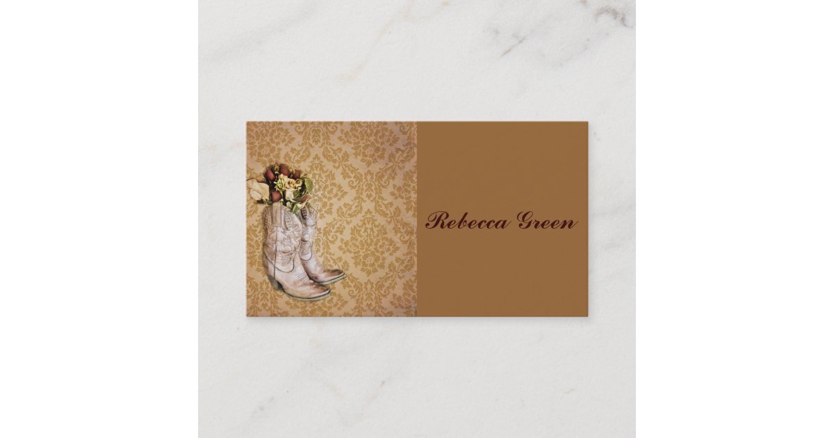 Floral Cowboy Boots Western Country Wedding Business Card Zazzle