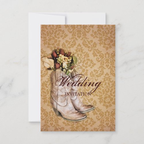 floral cowboy boots western country wedding invitation