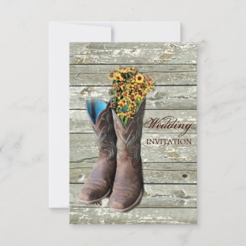 floral cowboy boots western country wedding invitation