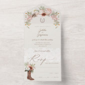 Floral Cowboy Hat Country Western Monogram Wedding All In One Invitation (Inside)