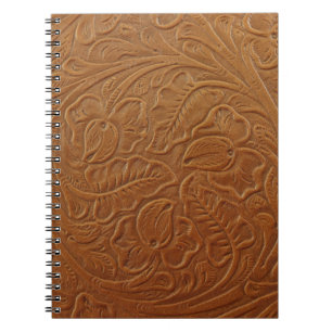Floral cowboy western decor, tan brown leather. notebook