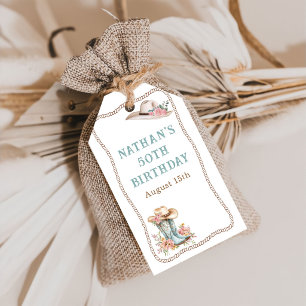 Floral Cowgirl Boots and Hat Birthday Gift Tags