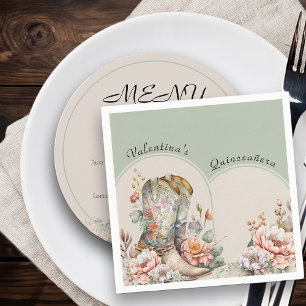 Floral Cowgirl Boots Boho Western Personalized Napkins