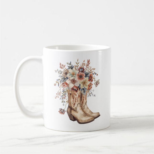 Floral Cowgirl Boots Coffee Mug (Left)