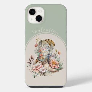 Floral Cowgirl Boots in Arch Green Personalized iPhone 14 Plus Case