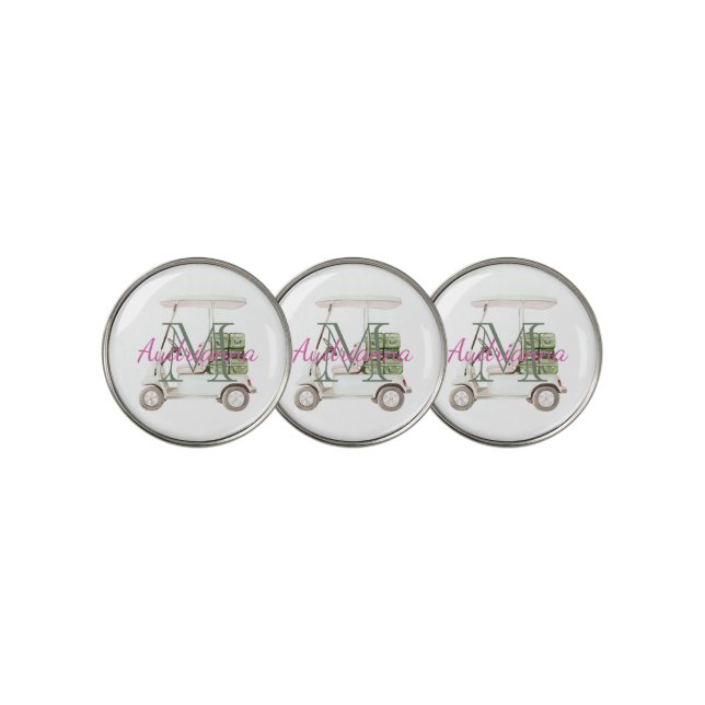 Floral Cowgirl Hat Monogram Golf Ball Marker (3 Up)