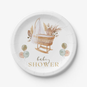 Floral Cradle Baby Shower Fall Paper Plates