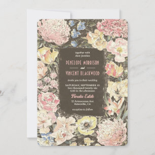 Floral Crayon Art Wedding Invitation
