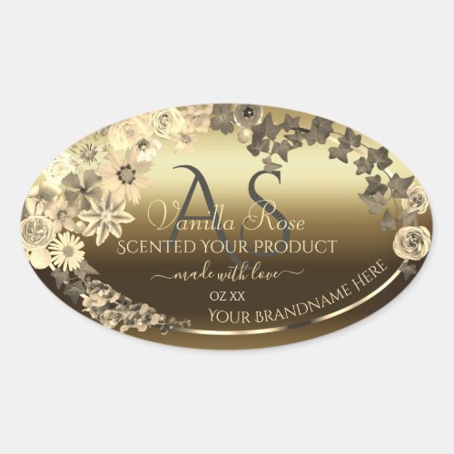 Floral Cream Gold Product Packaging Label Monogram