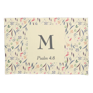 FLORAL Cream   MONOGRAM   Christian Pillow Case